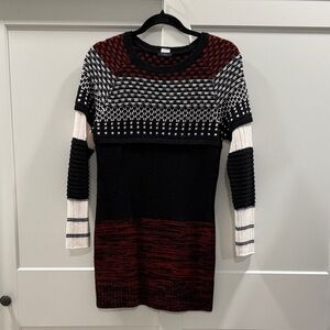 VENUS Black, Red & White Colorblock Knit Sweater Dress – Size XS